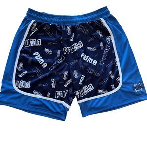Puma Mens Reversible Shorts Size XL 9” Blue Athletic Mesh Moisture Wicking EUC